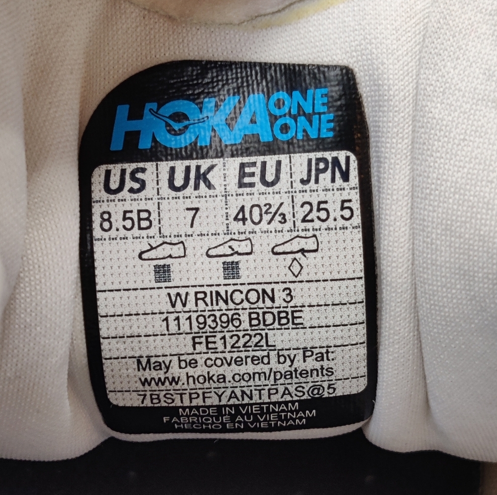 HOKA One Rincon 3 Womens 8.5B White Pink Running Shoes 1119396 - Picture 8 of 13